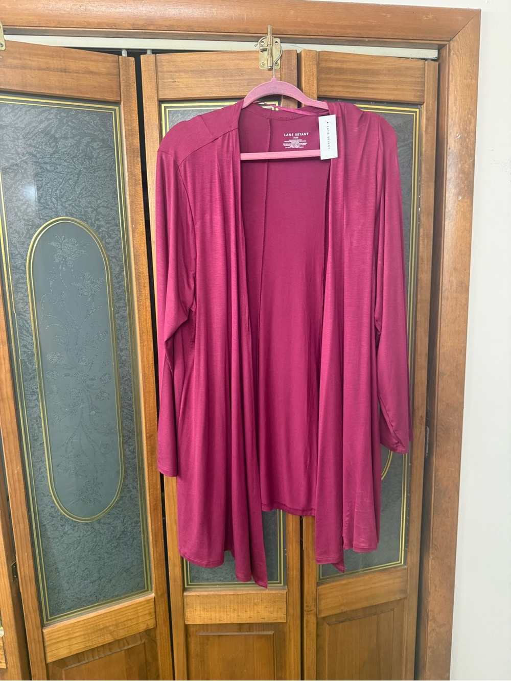LANE BRYANT LADIES Open-Front Lightweight Cardigan - Raspberry, BRAND NEW